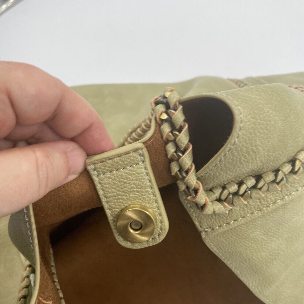 NWT Olive Green Tote Bag from FRANCESCAS Chocolate Brown Lining Double Handled - Picture 7 of 9